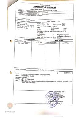 Surat Perintah Pencairan Dana kepada Kelompok Masyarakat Kabupaten Kulon Progo untuk Belanja Lain...