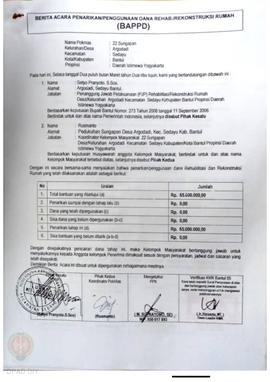 Berita Acara Penarikan/Penggunaan Dana Rehabilitasi/Rekonstruksi Rumah (BAPPD) Rusak Berat, Nama ...