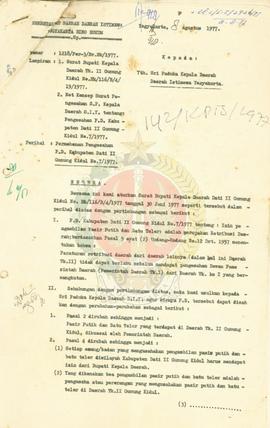 Permohonan pengesahan P.D. Kab. Gunungkidul No 7/1977 tentang ijin pengambilan pasir putih dan ba...