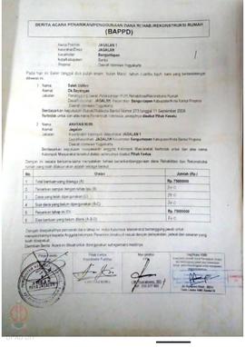 Berita Acara Penarikan/Penggunaan Dana Rehabilitasi/Rekonstruksi Rumah (BAPPD) Rusak Berat, Nama ...