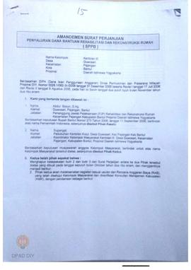 Amandemen Surat Perjanjian Penyaluran Bantuan Rehabilitasi dan Rekonstruksi Rumah (SPPB), Nama Ke...
