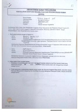 Amandemen Surat Perjanjian Penyaluran Bantuan Rehabilitasi dan Rekonstruksi Rumah (SPPB),  Nama K...