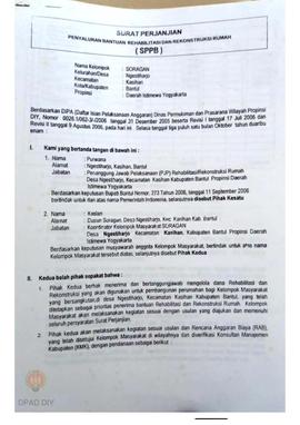 Surat Perjanjian Penyaluran Bantuan Rehabilitasi dan Rekonstruksi Rumah (SPPB), Nama Kelompok Sor...