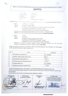 Berita Acara Penarikan/Penggunaan Dana Rehabilitasi/Rekonstruksi Rumah (BAPPD) Rusak Sedang, Nama...
