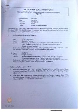 Amandemen Surat Perjanjian Penyaluran Bantuan Rehabilitasi dan Rekonstruksi Rumah (SPPB),  Nama K...