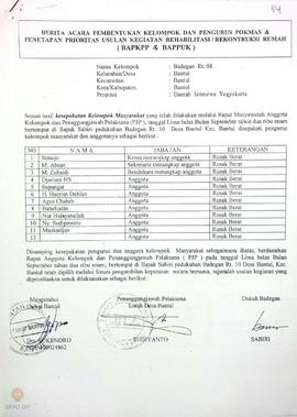 Berita Acara Pembentukan Kelompok dan Pengurus POKMAS & Penetapan prioritas usulan kegiatan R...