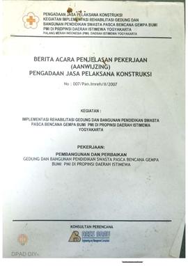 Berita acara penjelasan pekerjaan (AANWIJZING) pengadaan jasa pelaksana konstruksi pada kegiatan ...