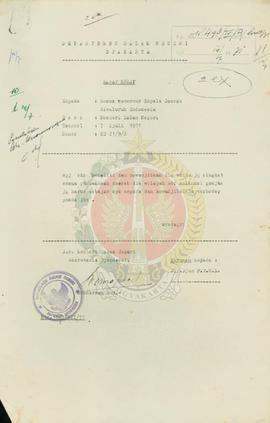 Kawat dari Mendagri tentang pelunasan pajak negara kepada para Gubernur di Indonesia.