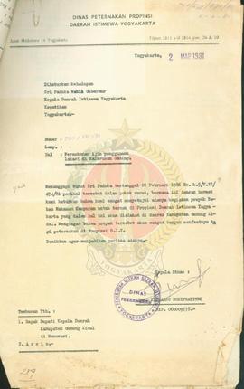 Permohonan ijin menggunakan lokasi/tanah untuk proyek bahan makanan campuran untuk ternak di Kalu...