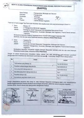 Berita Acara Penarikan / Penggunaan dana Rehab / Rekonsiliasi Rumah ( BAPPD ) untuk Rumah Rusak B...