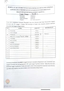 Berita Acara Pembentukan Kelompok dan Pengurus POKMAS & Penetapan prioritas usulan kegiatan R...