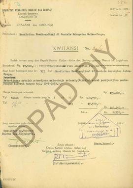 Surat dari Jawatan Pengairan DIY kwitansi pembayaran pembuatan Noodhospitaal di Sentolo Kab. Kulo...