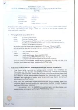 Surat Perjanjian Penyaluran Bantuan Rehabilitasi dan Rekonstruksi Rumah (SPPB), Nama Kelompok Pok...