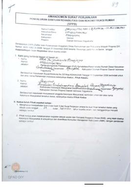 Amandemen Surat Perjanjian Penyaluran Bantuan Rehabilitasi dan Rekonstruksi Rumah (SPPB),  Nama K...