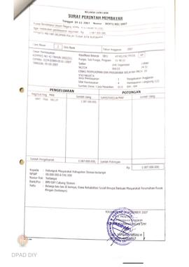 Surat Perintah Pencairan Dana kepada Kelompok Masyarakat Kabupaten Sleman untuk Belanja Lain-lain...