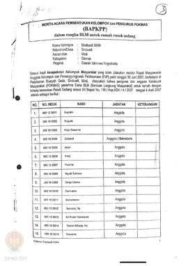Berita Acara Pembentukan Kelompok dan Pengurus Pokmas (BAPKPP) dalam Rangka BLM untuk Rumah Rusak...