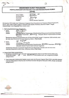 Amandemen Surat Perjanjian Penyaluran Bantuan Rehabilitasi dan Rekonstruksi Rumah (SPPB),  Nama K...