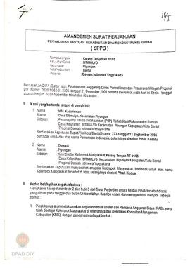 Amandemen Surat Perjanjian Penyaluran Bantuan Rehabilitasi dan Rekonstruksi Rumah (SPPB),  Nama K...
