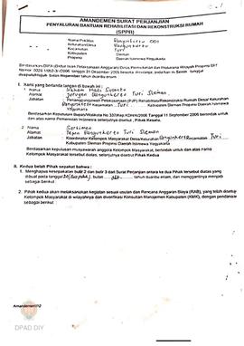 Amandemen Surat Perjanjian Penyaluran Bantuan Rehabilitasi dan Rekonstruksi Rumah (SPPB),  Nama K...