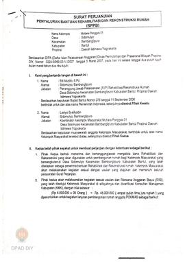 Surat Perjanjian Penyaluran Bantuan Rehabilitasi dan Rekonstruksi Rumah (SPPB), Nama Kelompok Mut...
