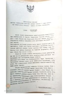 Kesepakatan bersama antara Pemerintah Provinsi Dati I Jawa Tengah dengan Pemerintah Provinsi DIY ...