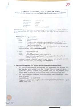 Surat Perjanjian Penyaluran Bantuan (SPPB) Rehabilitasi Dan Rekonstruksi Rumahdengan kriteria rus...