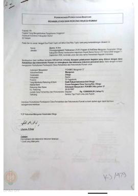 Permohonan Pembayaran Bantuan Rehabilitasi dan Rekonstruksi Rumah, Nama Kelompok Masyarakat Pokma...