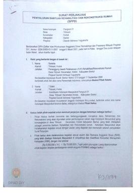 Surat Perjanjian Penyaluran Bantuan Rehabilitasi dan Rekonstruksi Rumah (SPPB),  Nama Kelompok Pa...