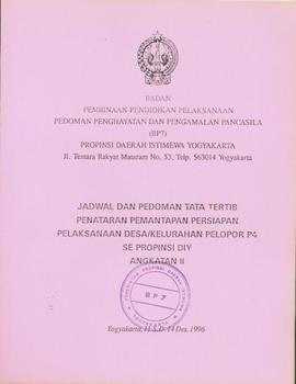 Jadwal dan Pedoman Tata Tertib Penataran Pemantapan Persiapan Pelaksanaan Desa/Kelurahan Pelopor ...