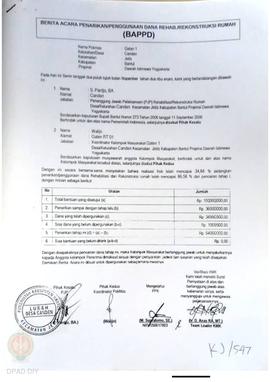 Berita Acara Penarikan/Penggunaan Dana Rehabilitasi/Rekonstruksi Rumah (BAPPD) Rusak Berat, Nama ...