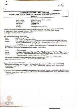 Amandemen Surat Perjanjian Penyaluran Bantuan Rehabilitasi dan Rekonstruksi Rumah (SPPB),  Nama K...