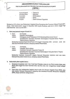 Amandemen Surat Perjanjian Penyaluran Bantuan Rehabilitasi dan Rekonstruksi Rumah (SPPB) Rusak Be...
