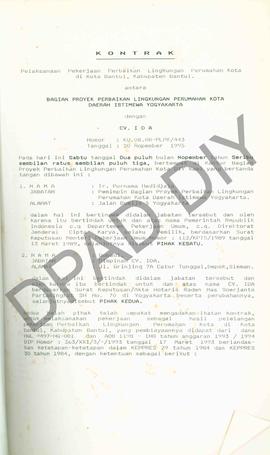 Kontrak Nomor: Ku.08.08 PLPK/443 antara Bagian Proyek Perbaikan Lingkungan Perumahan Kota Propins...