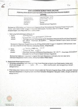 Amandemen Surat Perjanjian Penyaluran Bantuan Rehabilitasi dan Rekonstruksi Rumah (SPPB),  Nama K...