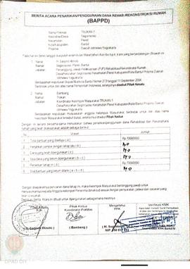 Berita Acara Penarikan/Penggunaan Dana Rehabilitasi/Rekonstruksi Rumah (BAPPD) Rusak Berat, Nama ...