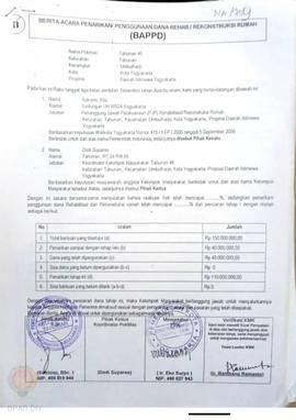 Berita Acara Penarikan / Penggunaan dana Rehab / Rekonstruksi Rumah ( BAPPD ) untuk Rumah Rusak B...
