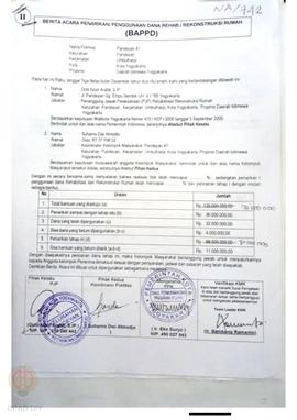 Berita Acara Penarikan / Penggunaan dana Rehab / Rekonstruksi Rumah ( BAPPD ) untuk Rumah Rusak B...
