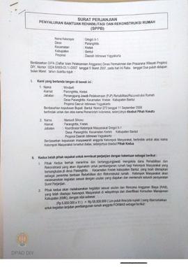 Surat Perjanjian Penyaluran Bantuan Rehabilitasi dan Rekonstruksi Rumah (SPPB),  Nama Kelompok Gr...