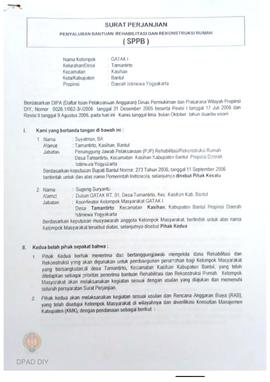 Surat Perjanjian Penyaluran Bantuan Rehabilitasi dan Rekonstruksi Rumah (SPPB), Nama Kelompok Gat...