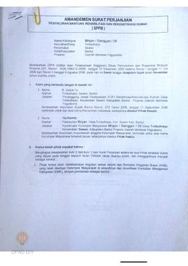 Amandemen Surat Perjanjian Penyaluran Bantuan Rehabilitasi dan Rekonstruksi Rumah (SPPB),  Nama K...