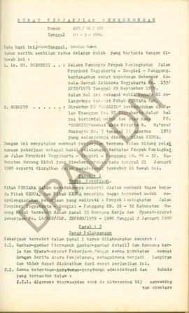 Surat perjanjian Pemborongan Dinas Pekerjaan Umum Propinsi DIY. No : DPU/62/107 tanggal 11 Maret ...