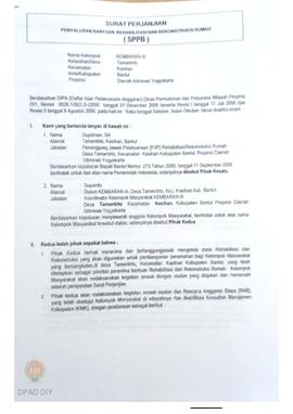 Surat Perjanjian Penyaluran Bantuan Rehabilitasi dan Rekonstruksi Rumah (SPPB), Nama Kelompok Kem...