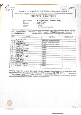 Berita Acara Pembentukan Kelompok dan Pengurus Pokmas dan Penetapan Prioritas Usulan Kegiatan Reh...