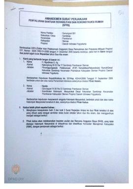 Amandemen Surat Perjanjian Penyaluran Bantuan Rehabilitasi dan Rekonstruksi Rumah (SPPB),  Nama K...