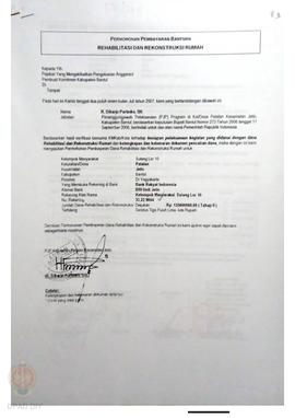 Permohonan Pembayaran Bantuan Rehabilitasi dan Rekonstruksi Rumah, Nama Kelompok Masyarakat Sulan...