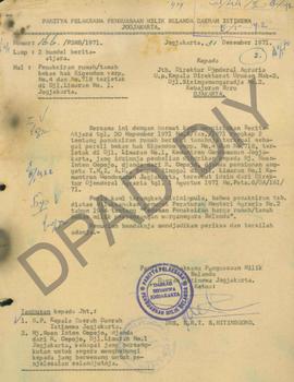 Berita Acara No. 6/Tax/1971 tentang penaksiran rumah berikut tanahnya terkenal  sebagai Persil be...