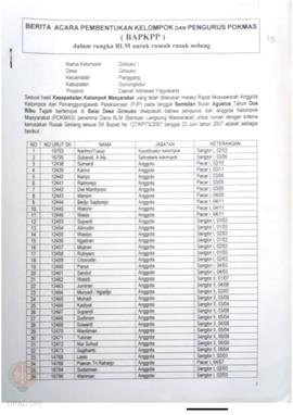 Berita Acara Pembentukan Kelompok dan Pengurus Pokmas (BAPKPP) dalam Rangka BLM untuk Rumah Rusak...