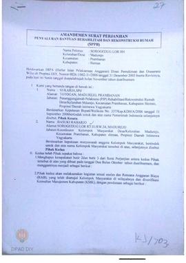 Amandemen Surat Perjanjian Penyaluran Bantuan Rehabilitasi dan Rekonstruksi Rumah (SPPB),  Nama K...